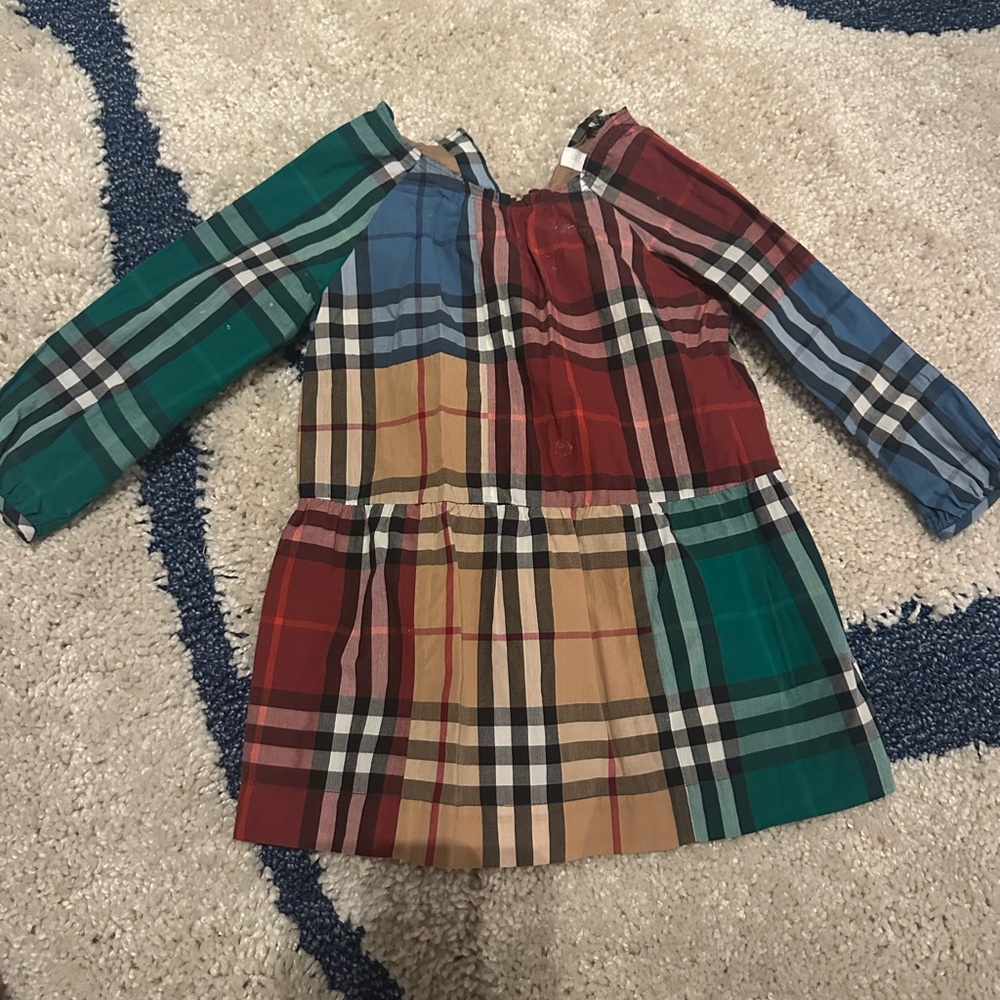 Burberry Kids Dress in Red, Green, and Blue Plaid